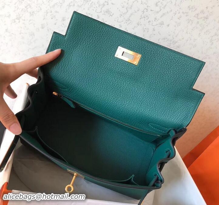 Luxury Hermes Kelly 28cm Bag In Original togo Leather With Gold/Sliver Hardware 600920 Malachite