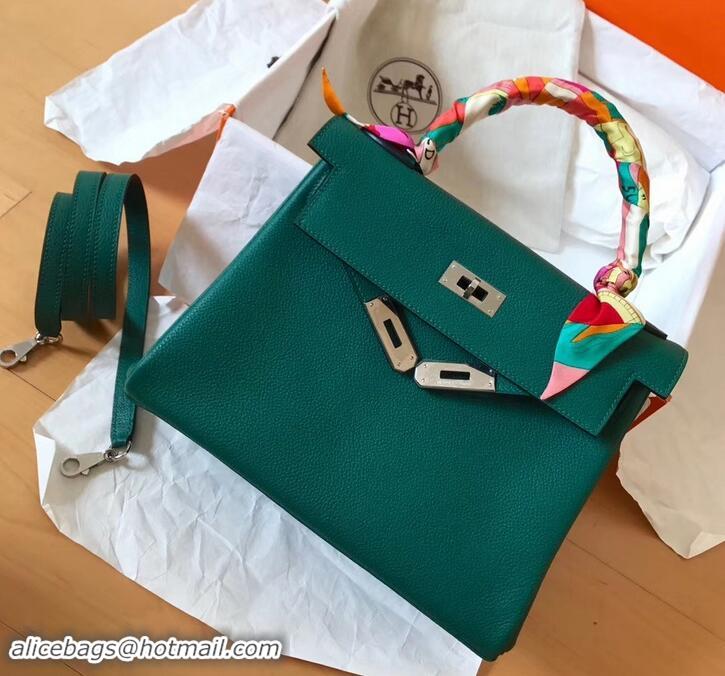 Luxury Hermes Kelly 28cm Bag In Original togo Leather With Gold/Sliver Hardware 600920 Malachite