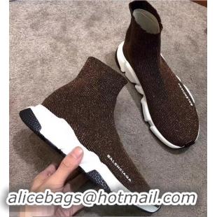 Cheap Design Balenciaga Knit Sock Speed Trainers Sneakers B92904 Line Coffee 2019