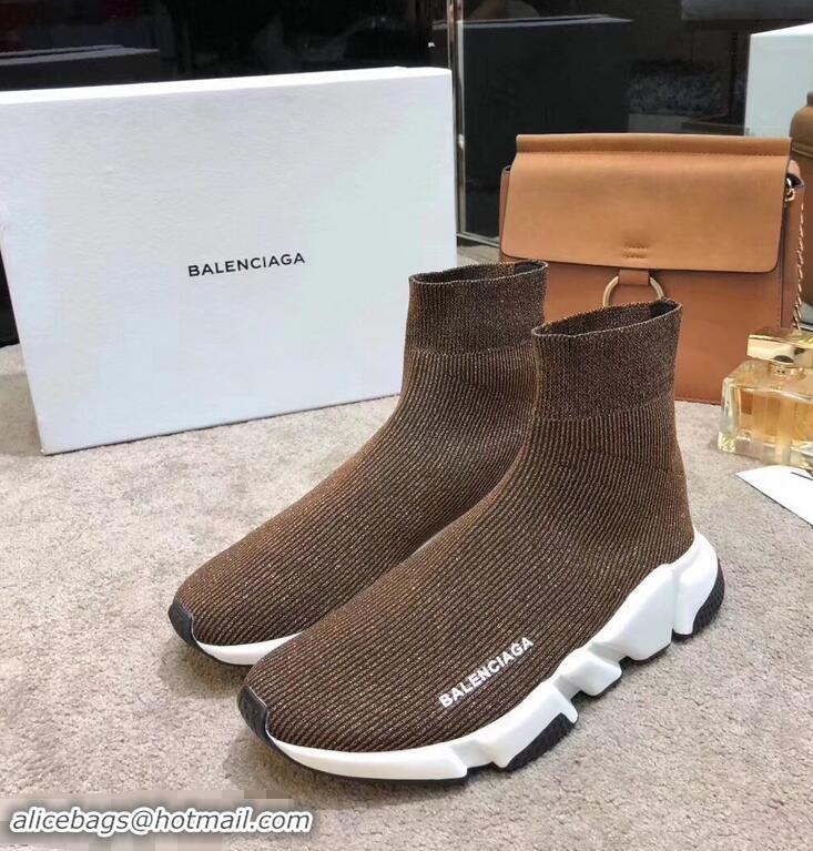 Cheap Design Balenciaga Knit Sock Speed Trainers Sneakers B92904 Line Coffee 2019