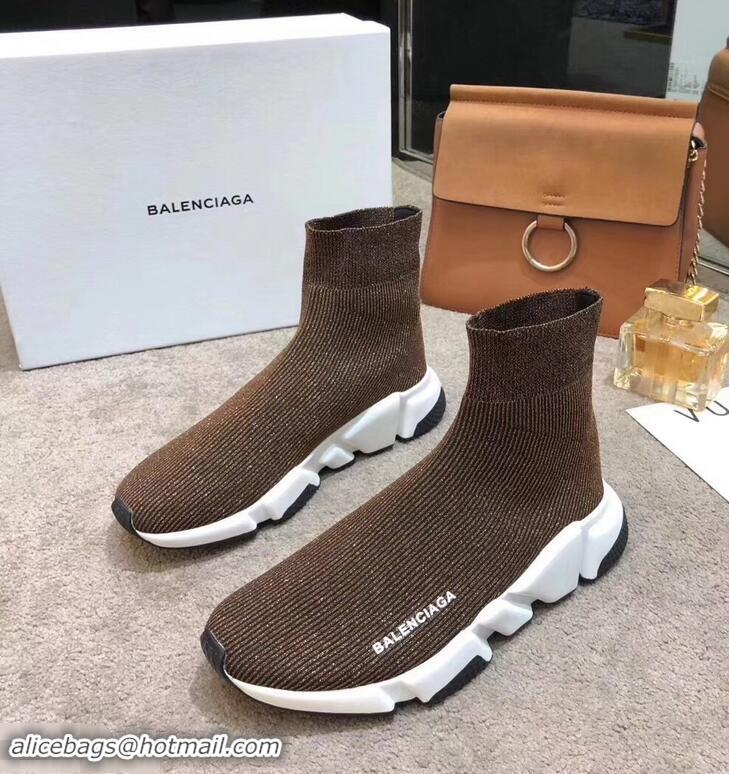 Cheap Design Balenciaga Knit Sock Speed Trainers Sneakers B92904 Line Coffee 2019