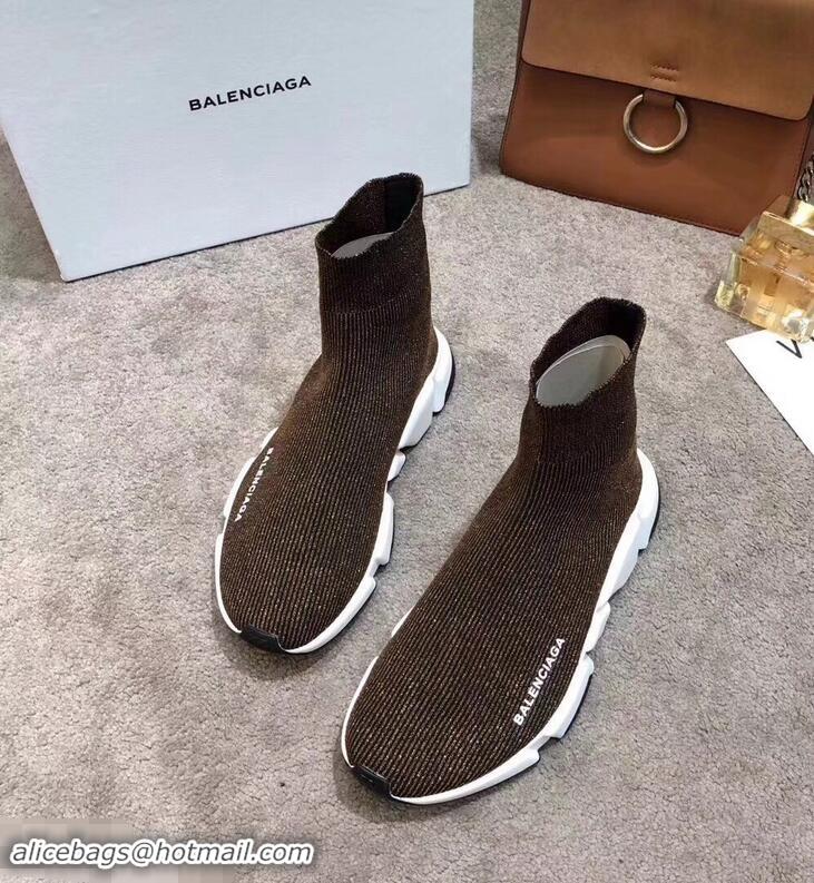 Cheap Design Balenciaga Knit Sock Speed Trainers Sneakers B92904 Line Coffee 2019