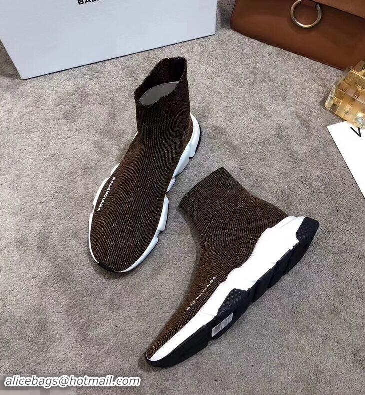 Cheap Design Balenciaga Knit Sock Speed Trainers Sneakers B92904 Line Coffee 2019