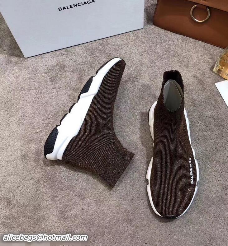 Cheap Design Balenciaga Knit Sock Speed Trainers Sneakers B92904 Line Coffee 2019