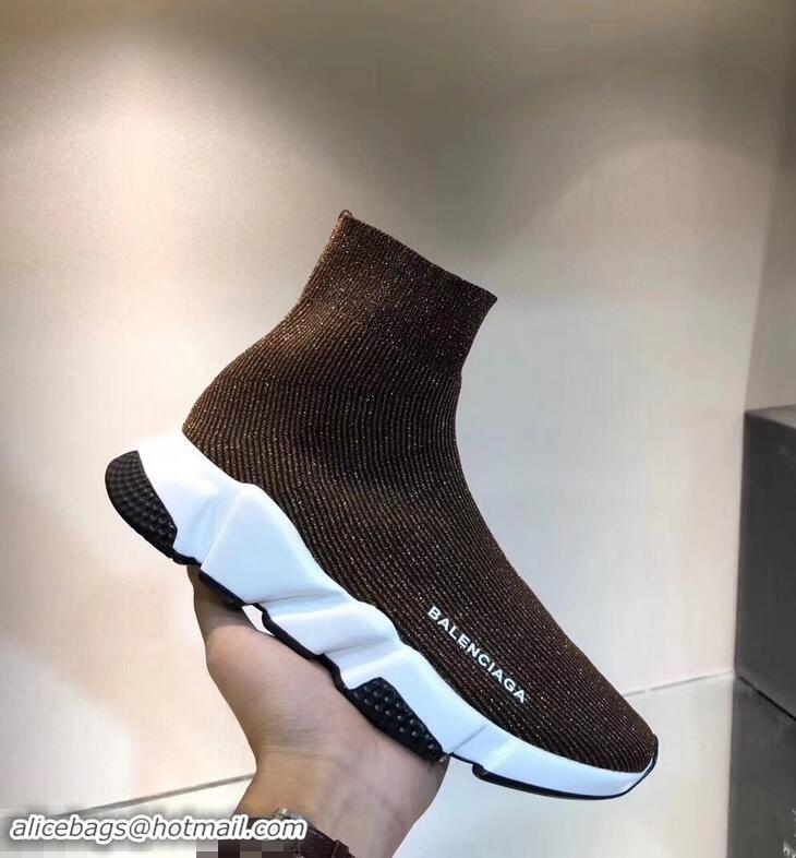 Cheap Design Balenciaga Knit Sock Speed Trainers Sneakers B92904 Line Coffee 2019