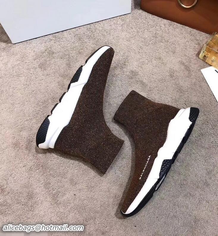 Cheap Design Balenciaga Knit Sock Speed Trainers Sneakers B92904 Line Coffee 2019