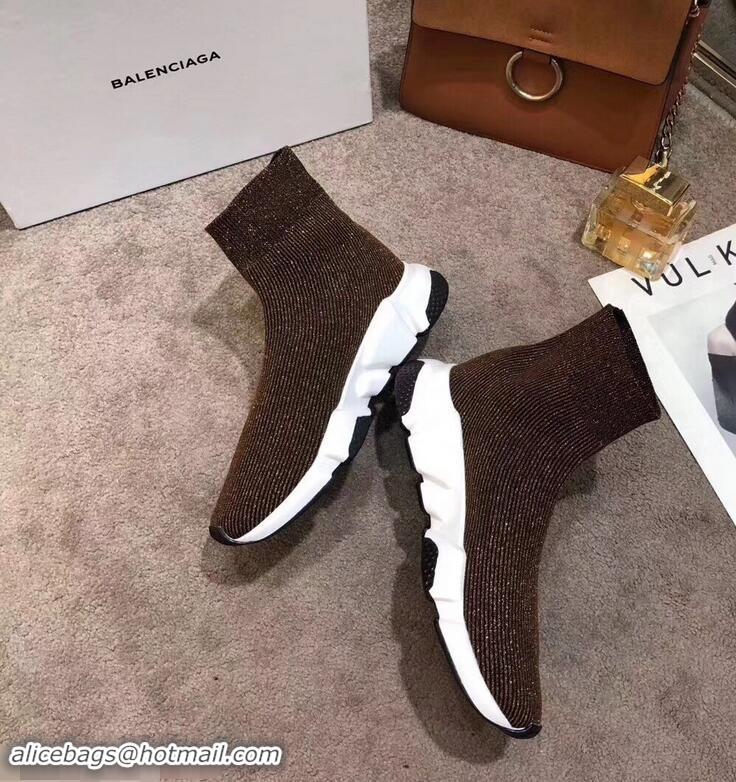 Cheap Design Balenciaga Knit Sock Speed Trainers Sneakers B92904 Line Coffee 2019