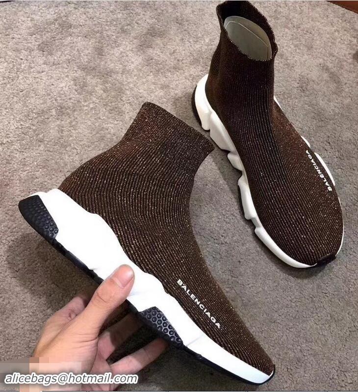 Cheap Design Balenciaga Knit Sock Speed Trainers Sneakers B92904 Line Coffee 2019