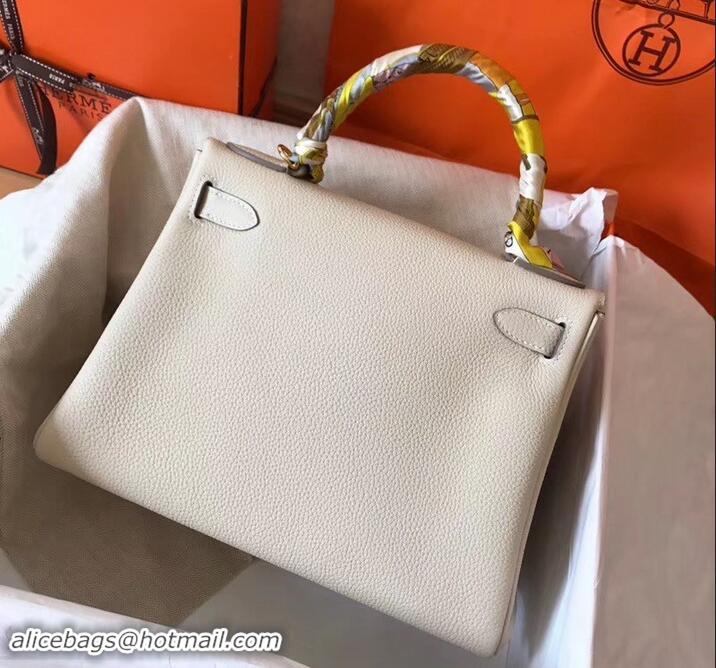 Duplicate Hermes Kelly 28cm Bag In Original togo Leather With Gold/Sliver Hardware 600920 off white