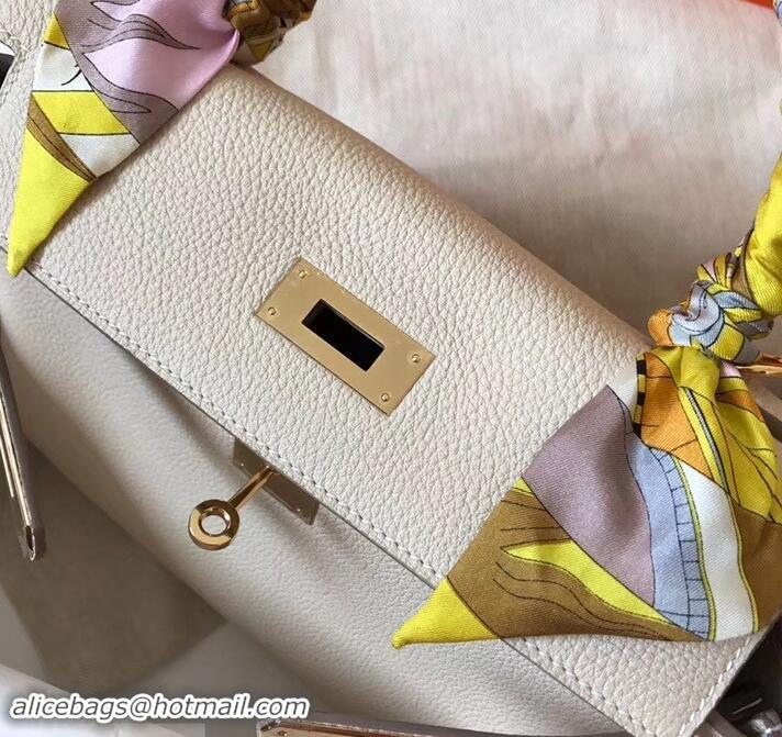 Duplicate Hermes Kelly 28cm Bag In Original togo Leather With Gold/Sliver Hardware 600920 off white