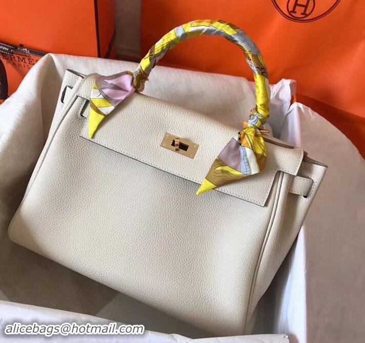 Duplicate Hermes Kelly 28cm Bag In Original togo Leather With Gold/Sliver Hardware 600920 off white