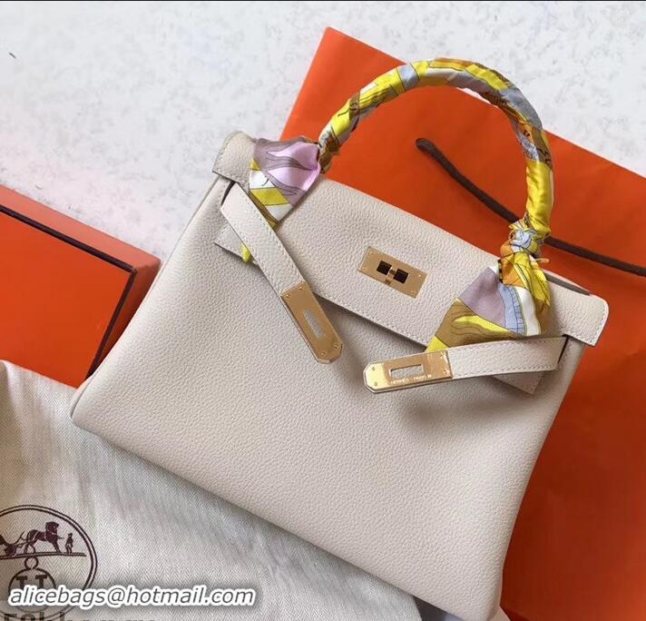 Duplicate Hermes Kelly 28cm Bag In Original togo Leather With Gold/Sliver Hardware 600920 off white