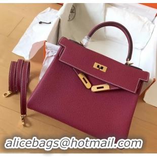 Elegant Hermes Kelly 28cm Bag In Original togo Leather With Gold/Sliver Hardware 600920 burgundy