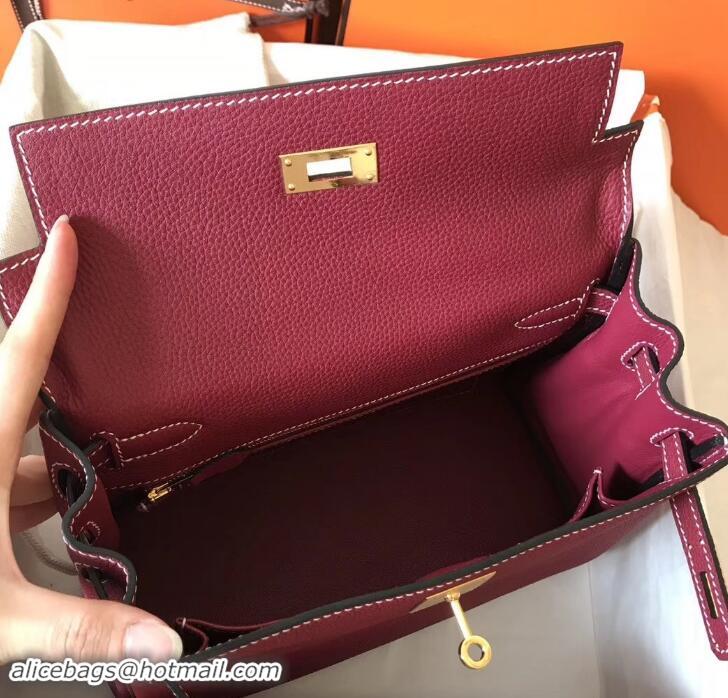 Elegant Hermes Kelly 28cm Bag In Original togo Leather With Gold/Sliver Hardware 600920 burgundy