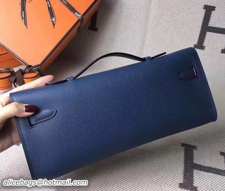 Unique Style Hermes Kelly Cut Handmade Epsom Leather Clutch With Gold/Silver Hardware 600922 Navy Blue