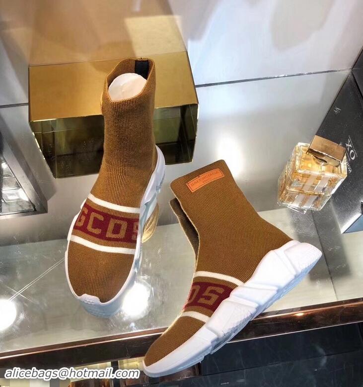 Free Shipping Balenciaga Knit Sock Speed Trainers Sneakers GCDS B92906 Brown 2019