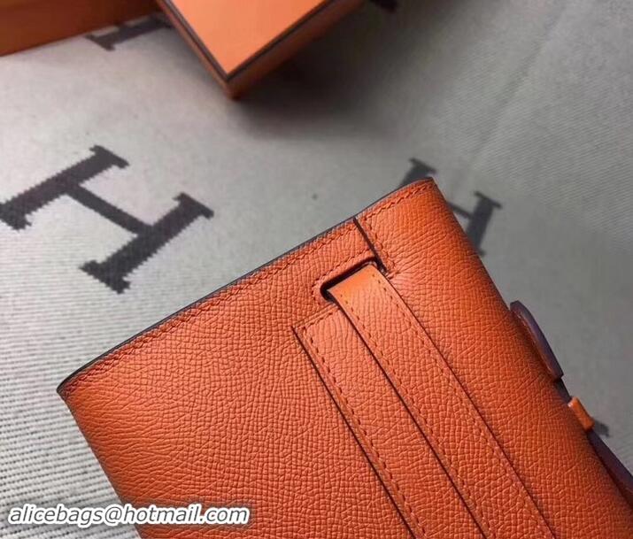 Top Grade Hermes Kelly Cut Handmade Epsom Leather Clutch With Gold/Silver Hardware 600922 Orange