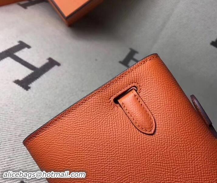 Top Grade Hermes Kelly Cut Handmade Epsom Leather Clutch With Gold/Silver Hardware 600922 Orange