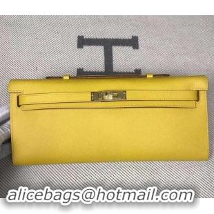 Unique Style Hermes Kelly Cut Handmade Epsom Leather Clutch With Gold/Silver Hardware 600922 Lemon Yellow