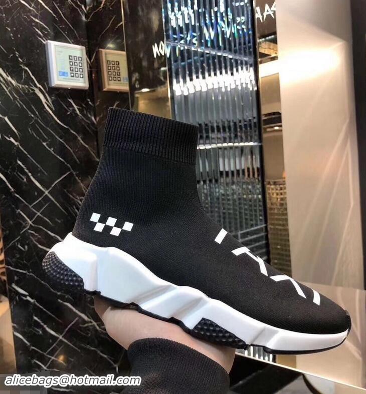 Discount Design Balenciaga Knit Sock Speed Trainers Sneakers NYC Taxi B92909 Black 2019