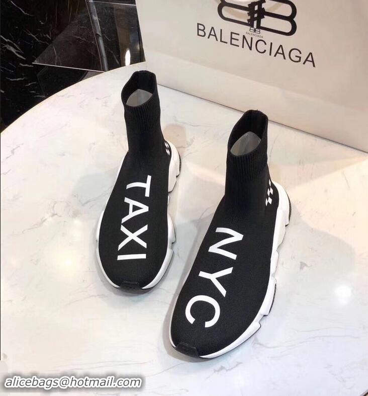 Discount Design Balenciaga Knit Sock Speed Trainers Sneakers NYC Taxi B92909 Black 2019