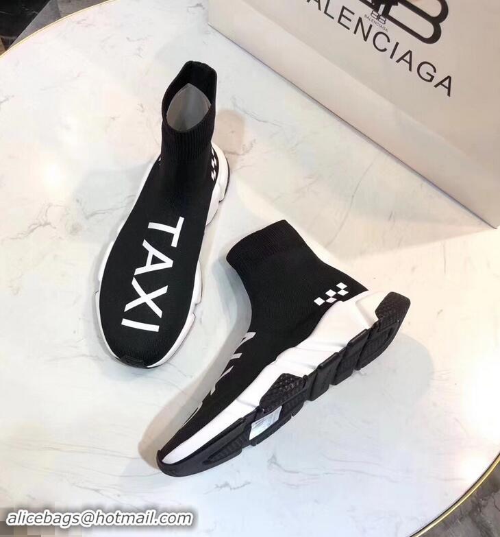 Discount Design Balenciaga Knit Sock Speed Trainers Sneakers NYC Taxi B92909 Black 2019