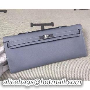 Trendy Design Hermes Kelly Cut Handmade Epsom Leather Clutch With Gold/Silver Hardware 600922 Blue