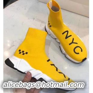 Hot Sell Balenciaga Knit Sock Speed Trainers Sneakers NYC Taxi B92909 Yellow 2019