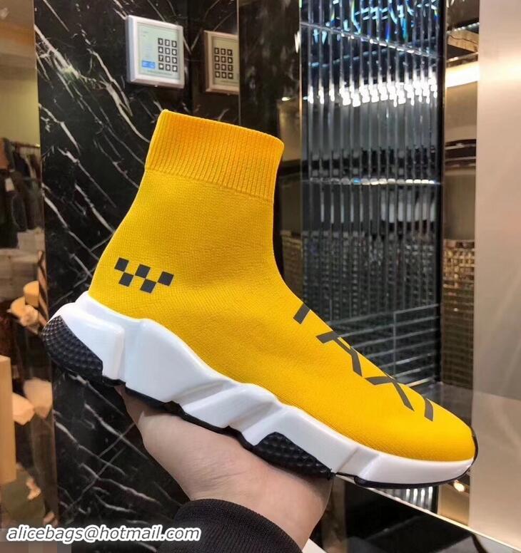 Hot Sell Balenciaga Knit Sock Speed Trainers Sneakers NYC Taxi B92909 Yellow 2019