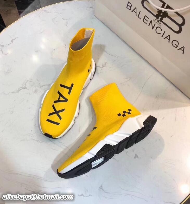 Hot Sell Balenciaga Knit Sock Speed Trainers Sneakers NYC Taxi B92909 Yellow 2019