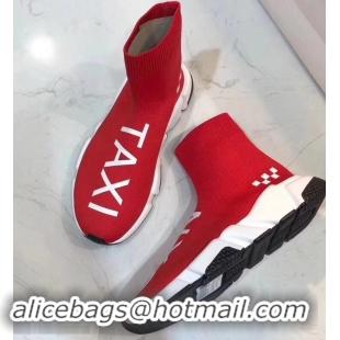 Promotional Balenciaga Knit Sock Speed Trainers Sneakers NYC Taxi B92909 Red 2019