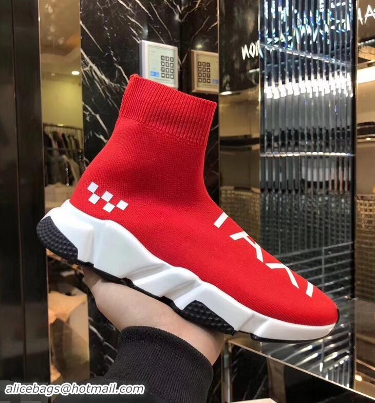 Promotional Balenciaga Knit Sock Speed Trainers Sneakers NYC Taxi B92909 Red 2019