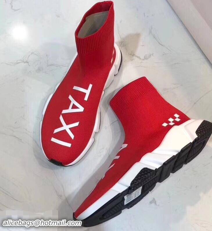 Promotional Balenciaga Knit Sock Speed Trainers Sneakers NYC Taxi B92909 Red 2019