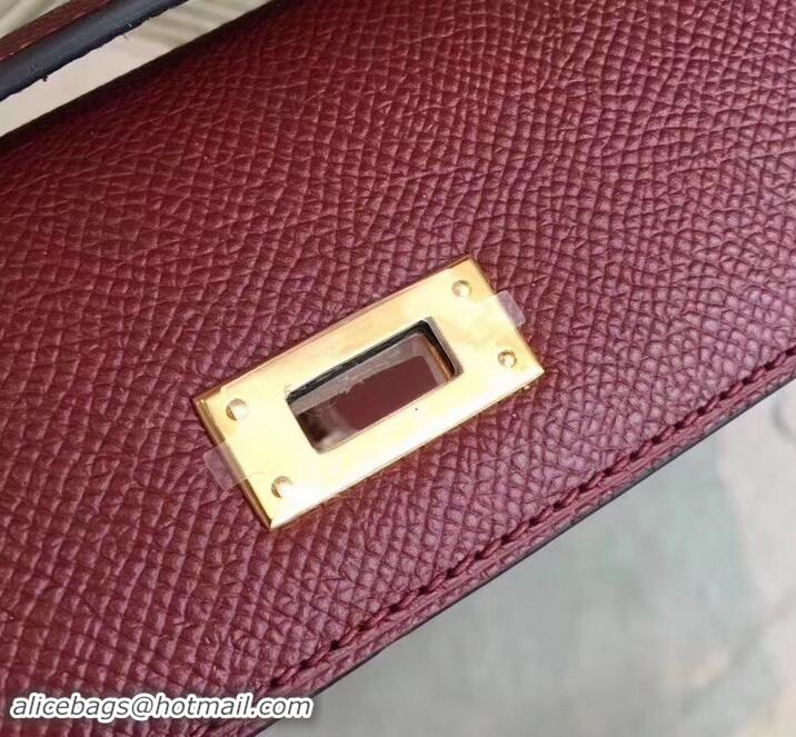 Charming Hermes Kelly Cut Handmade Epsom Leather Clutch With Gold/Silver Hardware 600922 Burgundy