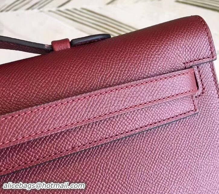 Charming Hermes Kelly Cut Handmade Epsom Leather Clutch With Gold/Silver Hardware 600922 Burgundy