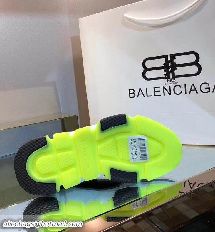 Promotional Balenciaga Knit Sock Speed Trainers Sneakers B92917 Black/White/Fluo Green 2019