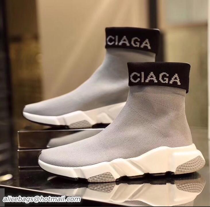 Buy Cheap Balenciaga Knit Sock Speed Trainers Sneakers Cuffed Logo B92918 Gray 2019