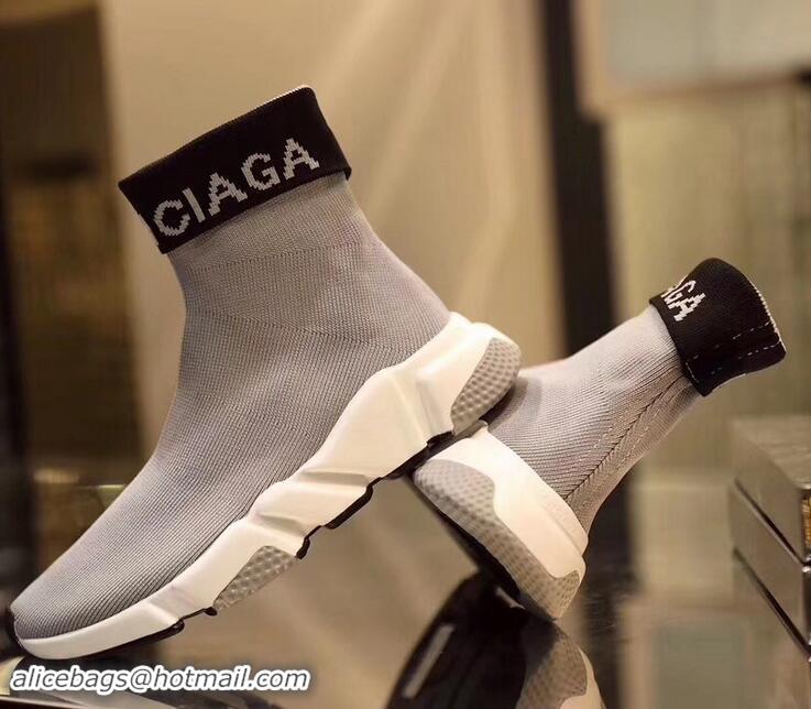 Buy Cheap Balenciaga Knit Sock Speed Trainers Sneakers Cuffed Logo B92918 Gray 2019