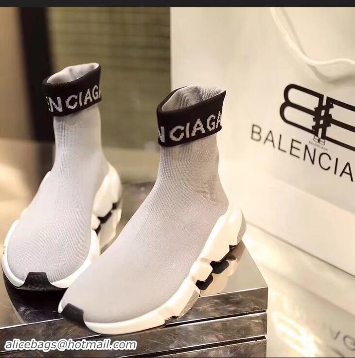 Buy Cheap Balenciaga Knit Sock Speed Trainers Sneakers Cuffed Logo B92918 Gray 2019