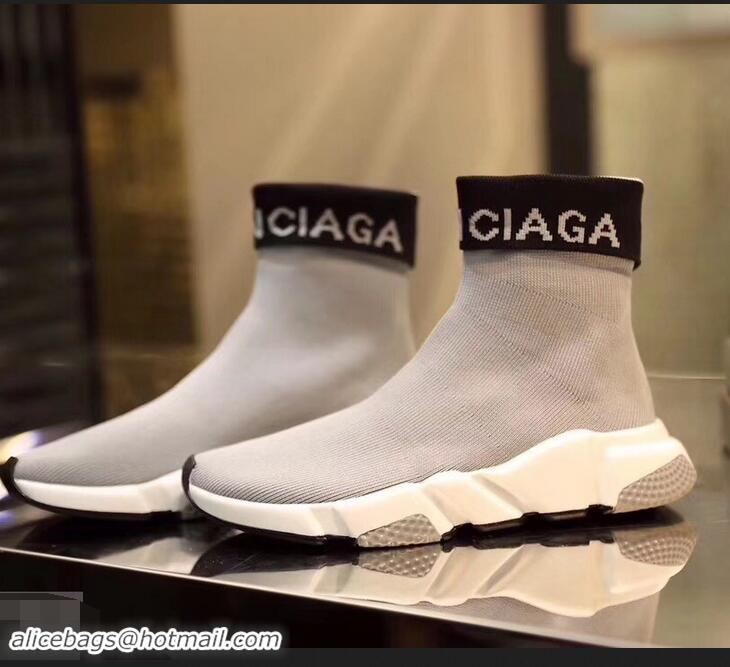 Buy Cheap Balenciaga Knit Sock Speed Trainers Sneakers Cuffed Logo B92918 Gray 2019