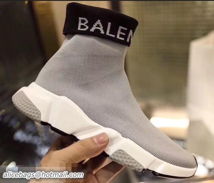 Buy Cheap Balenciaga Knit Sock Speed Trainers Sneakers Cuffed Logo B92918 Gray 2019