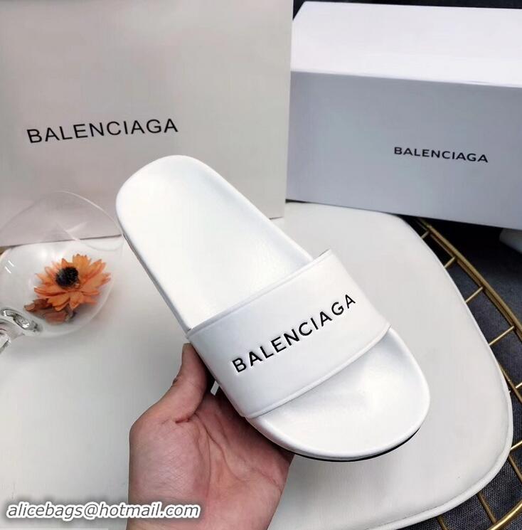 Hot Sale Balenciaga Slides Sandals Logo B93710 White