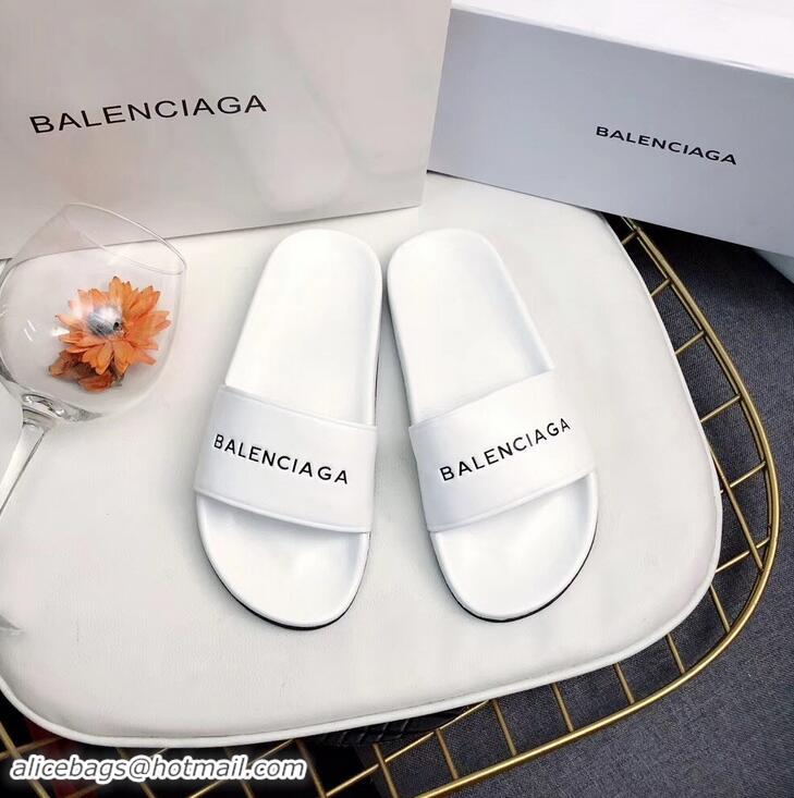 Hot Sale Balenciaga Slides Sandals Logo B93710 White