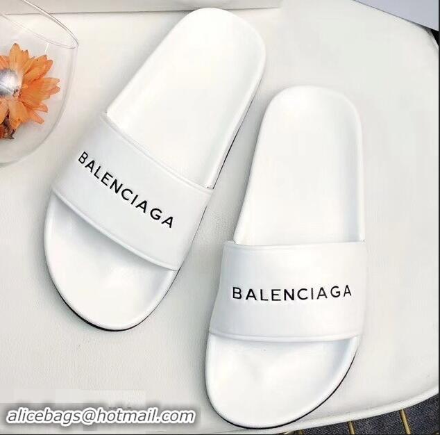 Hot Sale Balenciaga Slides Sandals Logo B93710 White