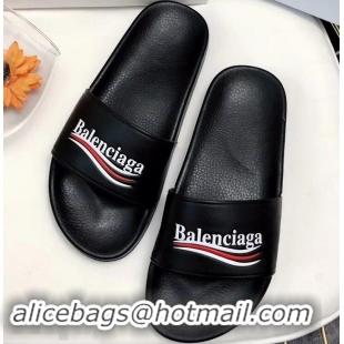 Shop Promotion Balenciaga Slides Sandals Political Campain Logo B93713 Black