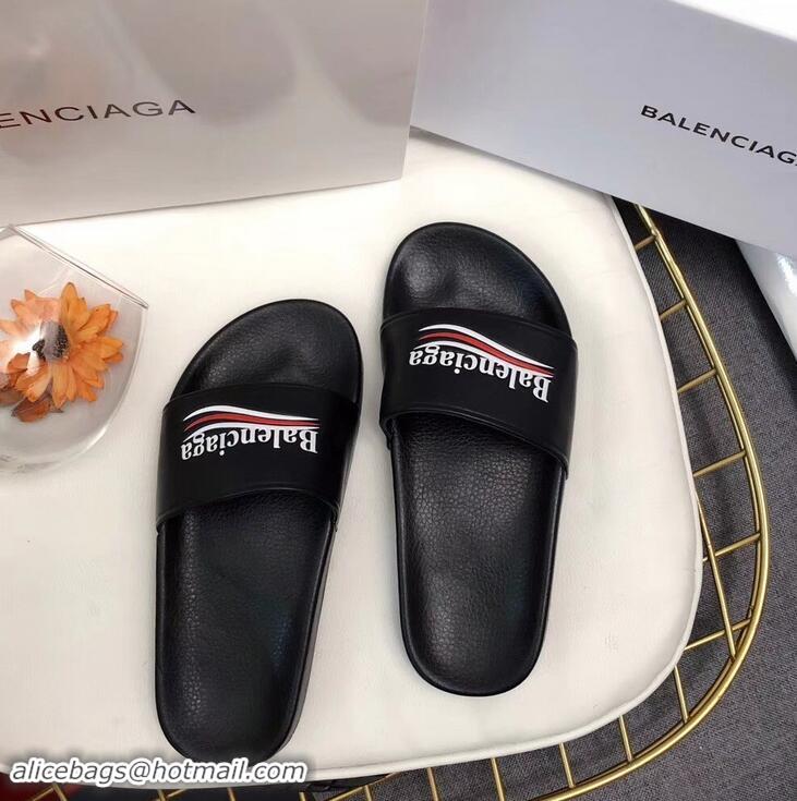 Shop Promotion Balenciaga Slides Sandals Political Campain Logo B93713 Black