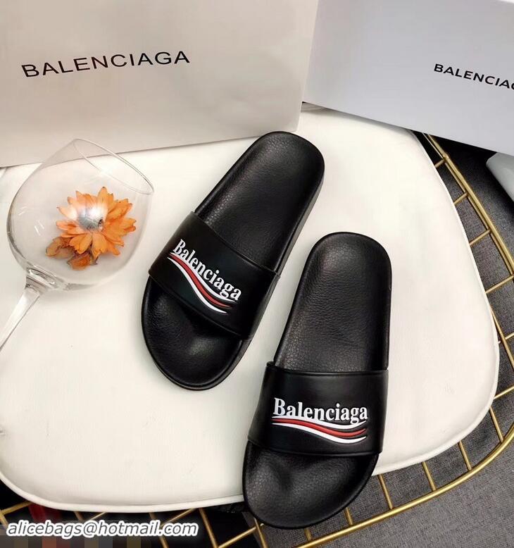 Shop Promotion Balenciaga Slides Sandals Political Campain Logo B93713 Black