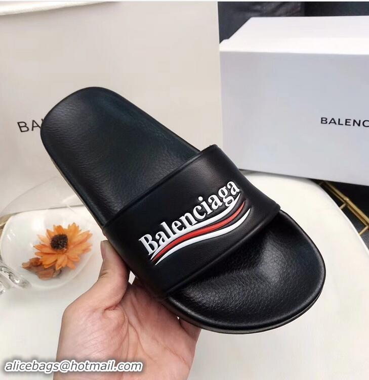 Shop Promotion Balenciaga Slides Sandals Political Campain Logo B93713 Black