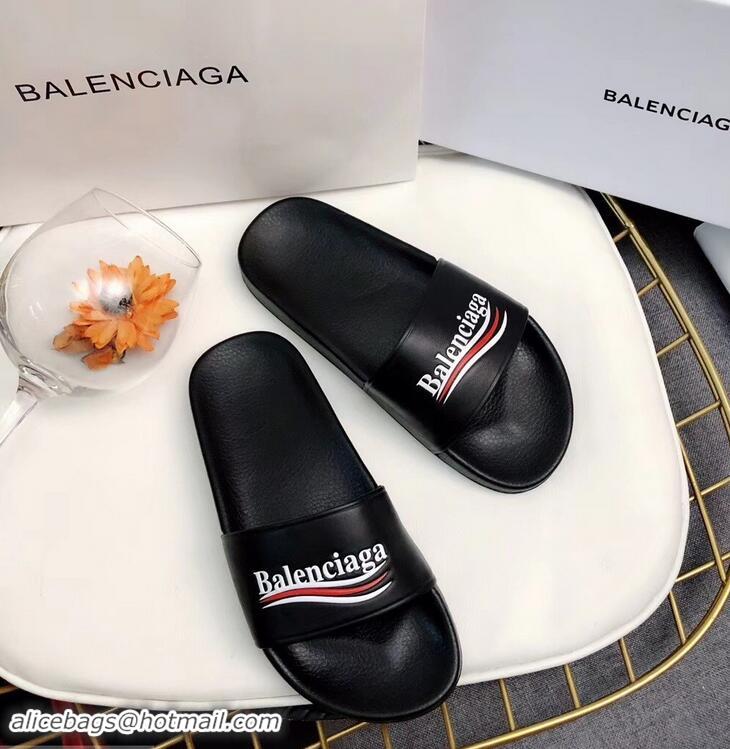 Shop Promotion Balenciaga Slides Sandals Political Campain Logo B93713 Black