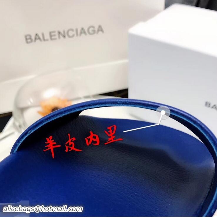 Free Shipping Balenciaga Slides Sandals Political Campain Logo B93713 Blue